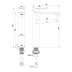 ⁦خلاط مغسلة سكانو أوركس 25 سم - رمادي معدني⁩ - الصورة ⁦2⁩