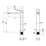 ⁦خلاط مغسلة كونزا أوركس 25 سم - أسود مطفي⁩ - الصورة ⁦4⁩