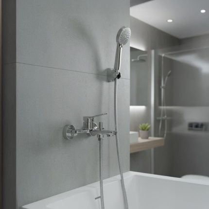 طقم خلاط حوض استحمام كونزا أوركس - فضي مصقول