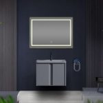 ⁦مرآة حمام مستطيلة مع إضاءة ليد 80×60 سم - (TC-813)⁩ - الصورة ⁦4⁩