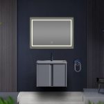 مرآة حمام مستطيلة مع إضاءة ليد 80×60 سم - (TC-813)