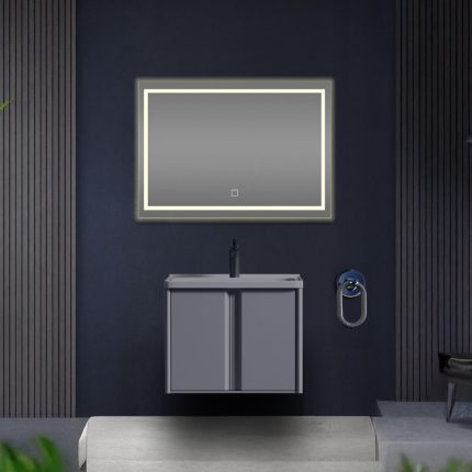 مرآة حمام مستطيلة مع إضاءة ليد 80×60 سم - (TC-813)