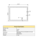 ⁦مرآة حمام مستطيلة مع إضاءة ليد 80×60 سم - (TC-813)⁩ - الصورة ⁦2⁩