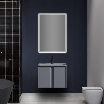 مرآة حمام مستطيلة مع إضاءة ليد 50×80 سم - (TC-822)