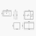 ⁦خزانة حمام معلقة مع مغسلة ومرآة - فريش فلو⁩ - الصورة ⁦3⁩