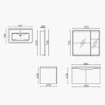 ⁦خزانة حمام معلقة مع مغسلة ومرآة - بيور⁩ - الصورة ⁦3⁩