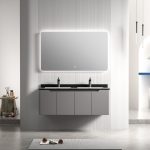 خزانة حمام معلقة مع مغسلة ومرآة - آمبر