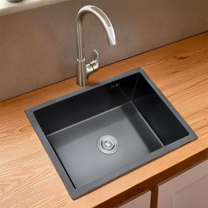 حوض مطبخ ستانلس ستيل 60×45 - أسود