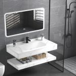 مغاسل رخام ديكور مقاس 80سم لون ابيض ملكي