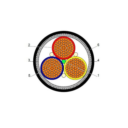 بحرة - كيبل XLPE نحاس - 3 خطوط - مقاس 240 مم - مسلح STA - أسود - 600/1000 فولت