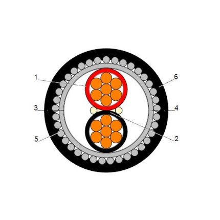 بحرة - كيبل XLPE نحاس - 2 خط - مقاس 35 مم - مسلح SWA - أسود - 600/1000 فولت