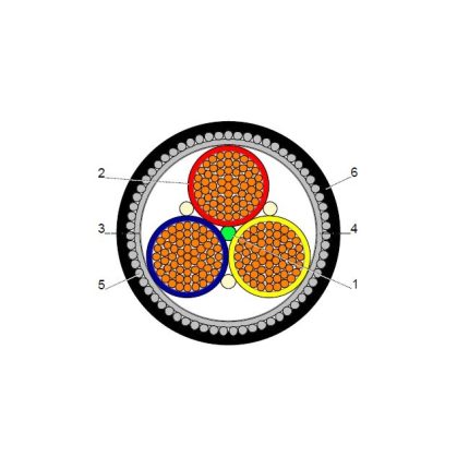 بحرة - كيبل XLPE نحاس - 3 خطوط - مقاس 240 مم - مسلح SWA - أسود - 600/1000 فولت