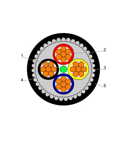بحرة - كيبل XLPE نحاس - 4 خطوط - مقاس 25 مم - مسلح SWA - أسود - 600/1000 فولت
