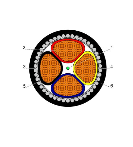 بحرة - كيبل XLPE نحاس - 4 خطوط - مقاس 95 مم - مسلح SWA - أسود - 600/1000 فولت