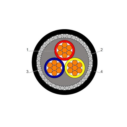 بحرة - كيبل XLPE نحاس - 3 خطوط - مقاس 25 مم - مسلح - SWA - أسود - 600/1000 فولت - LS0H