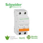 شنايدر - قاطع فرعي 2 خط - 25 أمبير - Domae, 2P, 25A, C Curve, 6000A