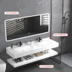 ⁦مغاسل رخام ديكور مقاس 120سم لون ابيض ملكي⁩ - الصورة ⁦2⁩