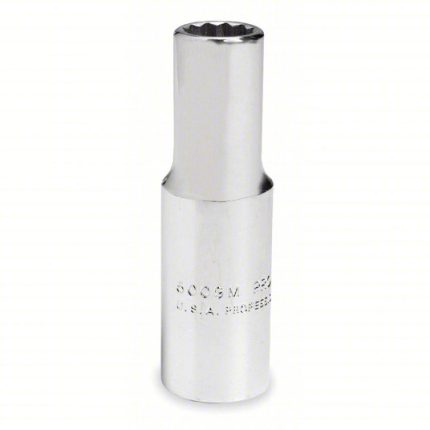 حبة سوكيت، حجم قاعدة التثبيت 3/8 بوصة، مقاس 7/8 بوصة، 12 نقطة، فولاذ، عمق عميق، طبقة خارجية من الكروم