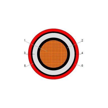 بحرة - كيبل XLPE نحاس - خط واحد - مقاس 240 مم  - أحمر - 15000 فولت
