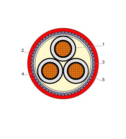 بحرة - كيبل XLPE نحاس - 3 خطوط - مقاس 185 مم - مسلح SWA - 8700/15000 فولت