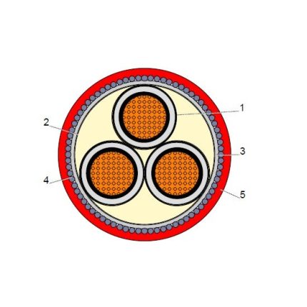 بحرة - كيبل XLPE نحاس - 3 خطوط - مقاس 400 مم - مسلح SWA - أسود - 15000 فولت - CTS IEC 60502-2 FR-IEC 60332-1
