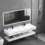 ⁦مغاسل رخام ديكور مقاس 120سم أبيض ذهبي كلاسيك⁩ - الصورة ⁦3⁩