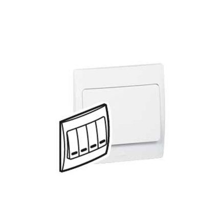 ليجراند - مفتاح رباعي - خطين - 10 أمبير - 250 فولت - أبيض - مع لمبة بيان