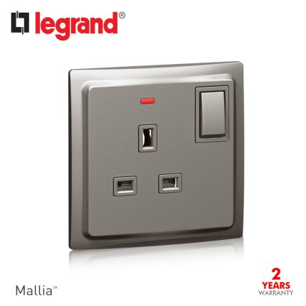 ليجراند - فيش مفرد ثلاثي 13 أمبير مواصفات بريطانية - V250 - رمادي