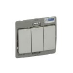 ليجراند - مفتاح ثلاثي ماليا - خطين - 10 أمبير - 250 فولت - فضي