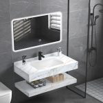 مغاسل رخام ديكور مقاس 60سم أبيض ذهبي كلاسيك