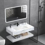 ⁦مغاسل رخام ديكور مقاس 100سم أبيض ذهبي كلاسيك⁩ - الصورة ⁦2⁩