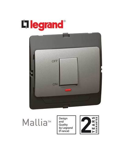 ليجراند - مفتاح مكيف ماليا - 45 أمبير - لؤلؤي - مع لمبة بيان - فضي غامق