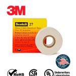 ثري إم - سكوتش - شريط كهربائي من القماش الزجاجي 27 - مقاس 3/4 بوصة - طول 66 قدم - لون أبيض