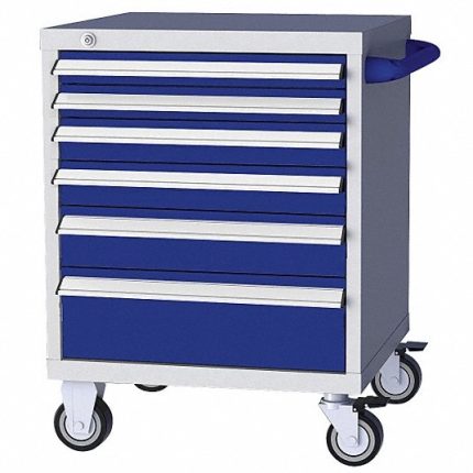 خزانة أدراج قابلة للتحرك, 6 أدراج, 28 3/4 بوصة × 28 3/4 بوصة × 46 1/2 بوصة, رمادي