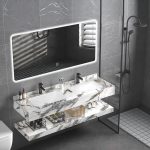 مغاسل رخام ديكور مقاس 150سم أبيض كارارا جولد