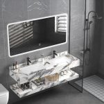 ⁦مغاسل رخام ديكور مقاس 120سم أبيض كارارا جولد⁩ - الصورة ⁦3⁩