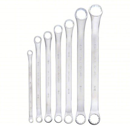 مجموعة مفاتيح ربط بنهاية مغلقة، طبقة خارجية من الساتان، غير معزولة، 1/4 بوصة إلى 7/8 بوصة، عدد 7 قطع