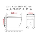 ⁦كرسي حمام معلق مربع PP19 تكنو مقاس 51.5*36*34⁩ - الصورة ⁦3⁩