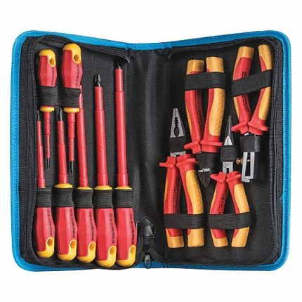 طقم أدوات معزولة ، أدوات كهربائية واتصالات ، كماشة ، مفكات ، 11 قطعة