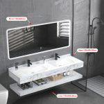 ⁦مغاسل رخام ديكور مقاس 120سم أبيض ذهبي كلاسيك⁩ - الصورة ⁦2⁩