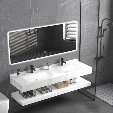 مغاسل رخام ديكور مقاس 120سم لون ابيض ملكي