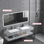 ⁦مغاسل رخام ديكور مقاس 120سم رمادي⁩ - الصورة ⁦3⁩