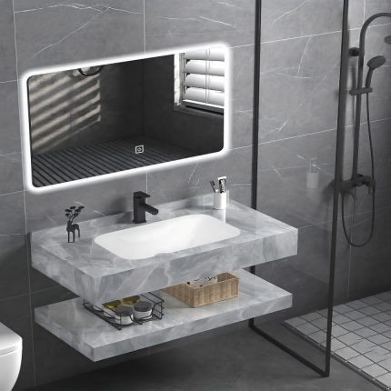 مغاسل رخام ديكور مقاس 100سم رمادي