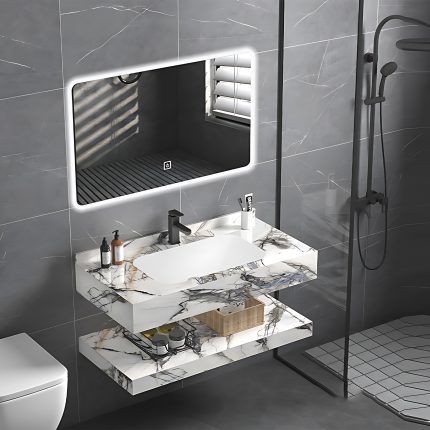 مغاسل رخام ديكور مقاس 60سم أبيض كارارا جولد