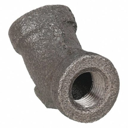 كوع 45 درجة, من الحديد القابل للطرق, حجم الأنبوب 1/8 بوصة × 1/8 بوصة, داخلي NPT × داخلي NPT