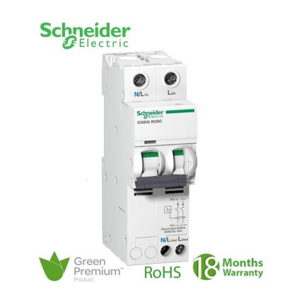 شنايدر - قاطع حماية من التسريب الأرضي - Acti9 iC60H2, Earth Leakage, 2P, C Curve, 10A, 30mA, 240 V
