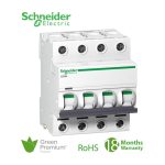 شنايدر - قاطع فرعي 4 خط - 10 أمبير - Acti9 iC60N, 4P, 10A, C Curve