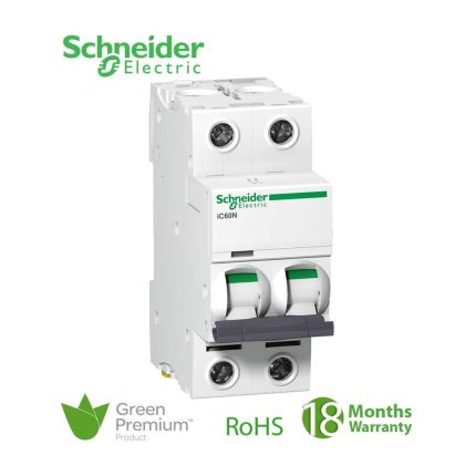 شنايدر - قاطع فرعي 2 خط - 20 أمبير - Acti9 iC60N, 2P, 20A, D Curve