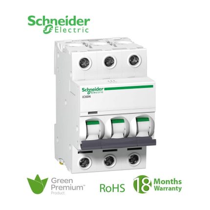 شنايدر - قاطع فرعي 3 خط - 40 أمبير - Acti9 iC60N, 3P, 40A, D Curve