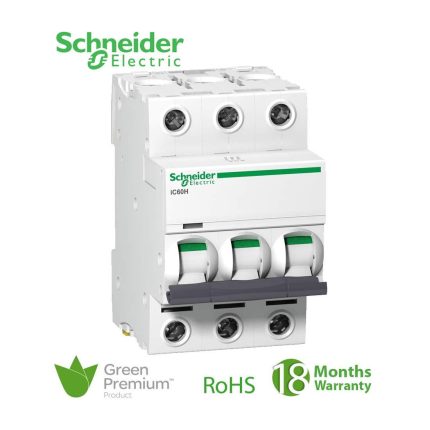 شنايدر - قاطع فرعي 3 خط - 25 أمبير - Acti9 iC60H, 3P, 25A, C Curve